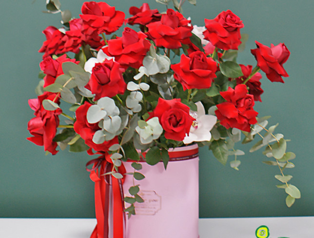 Luxurious Box with Red Roses ''Flame of Love'' (made to order, 5 day) photo